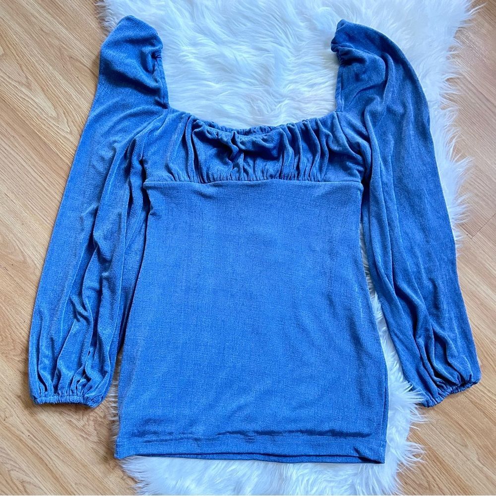 Princess Polly Empire Dress Mini Long Sleeve Size 8 Blue Gray